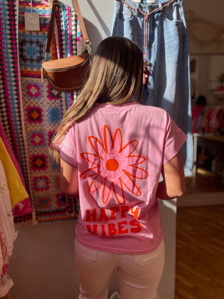 T-shirt rose - HAPPY VIBES