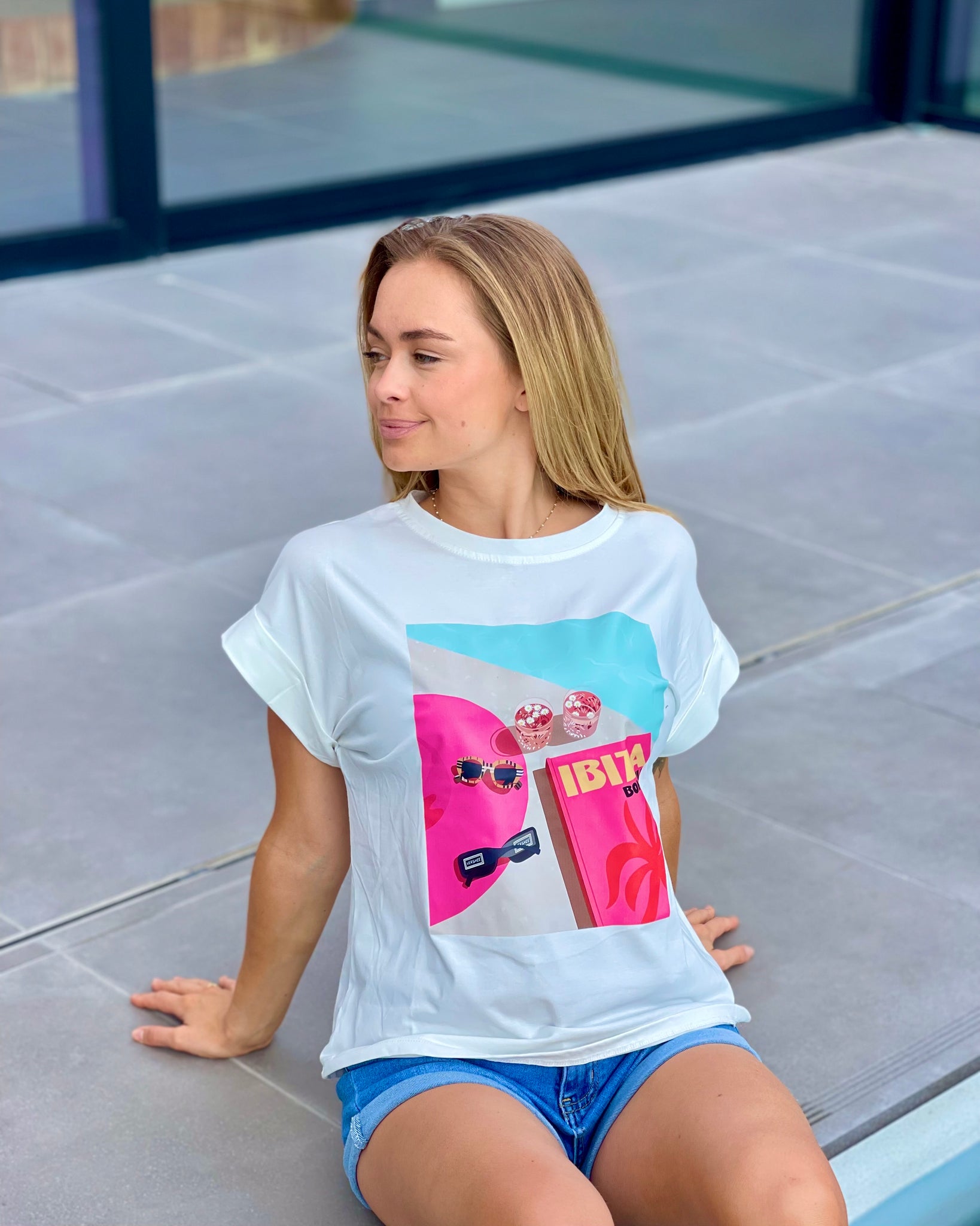 T-shirt blanc azul - IBIZA