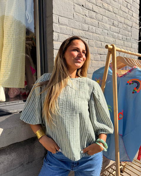 Blouse verte ligné - ELINA