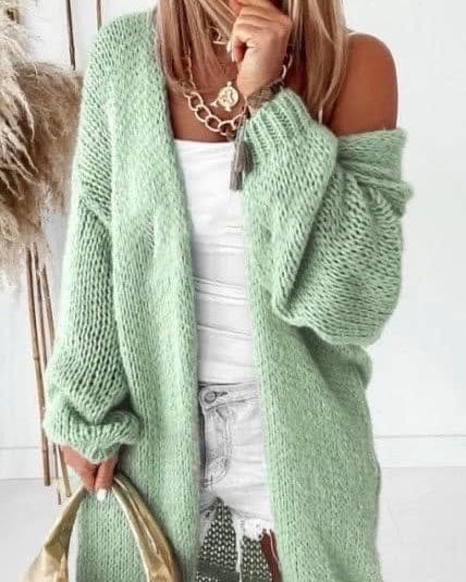 Gilet long vert d’eau - MAUDE