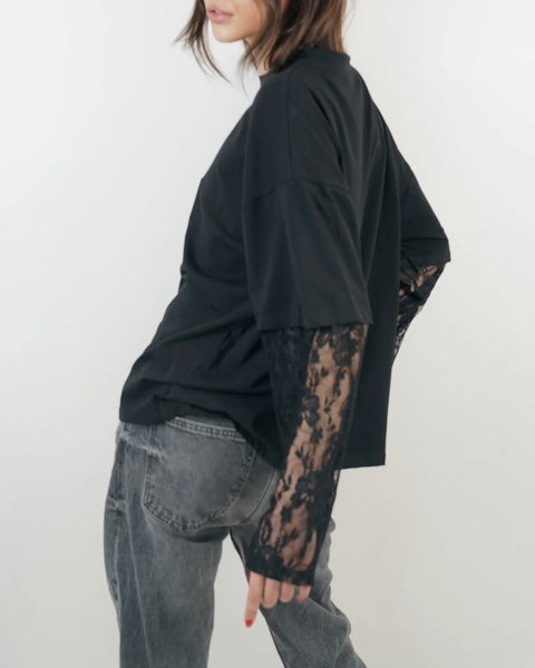 T-shirt dentelle noir - CLEMENT