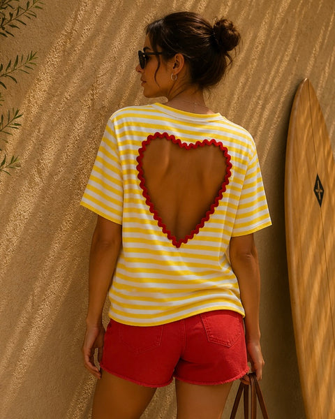 T-shirt ligné jaune - COEUR