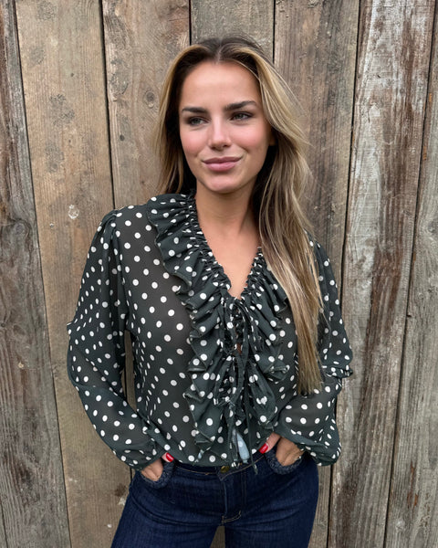 Chemisier petits pois - NOIR