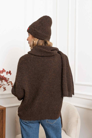 Ensemble pull + écharpe + bonnet - CŒUR 🤎