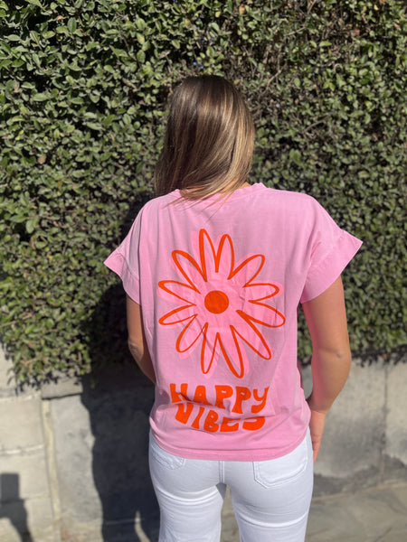T-shirt rose - HAPPY VIBES