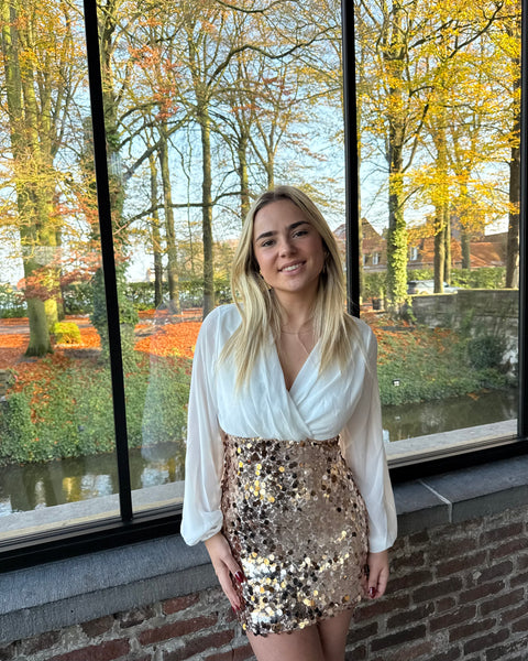 Robe blanche/doré - SEQUINS