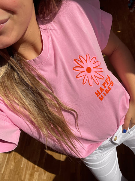 T-shirt rose - HAPPY VIBES