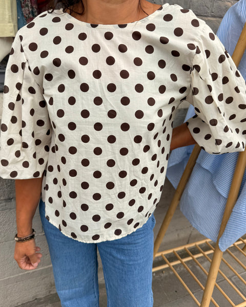 Haut beige à pois choco - CHEISA