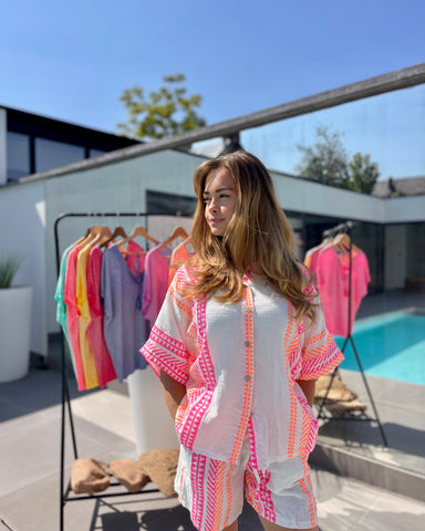 Chemise fluo rose/orange - AZTÈQUE