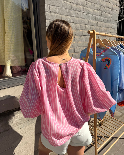 Blouse rose ligné - ELINA