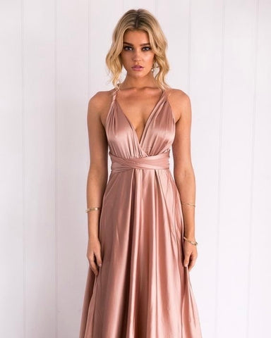 Robe rose satinée - NELLE