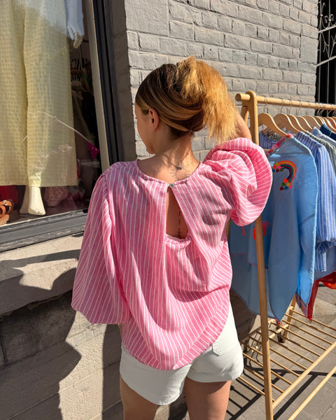 Blouse rose ligné - ELINA