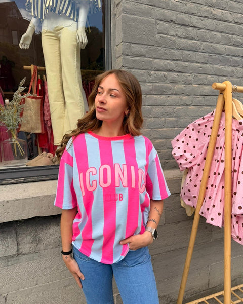 T-shirt ligné rose - ICONIC