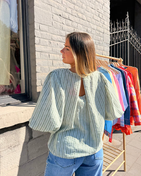 Blouse verte ligné - ELINA