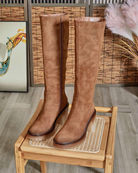 Bottines hautes camel - POLINE