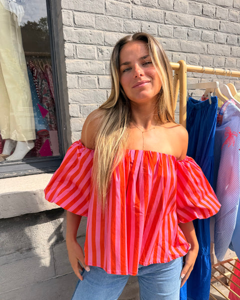 Haut bustier rose/orange - ANDIE