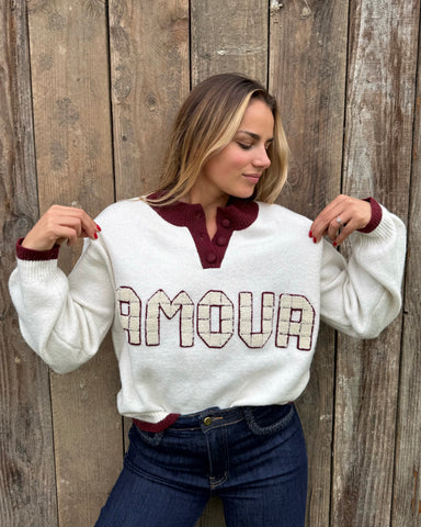 Pull bordeaux - AMOUR