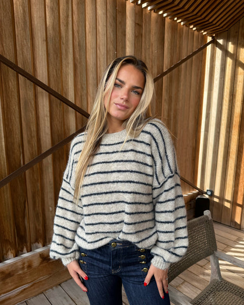 Pull beige lignée - MAYA