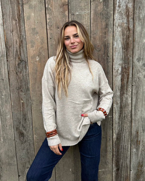 Pull col roulé - BEIGE
