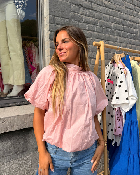 Blouse rose petites manches - ELINA