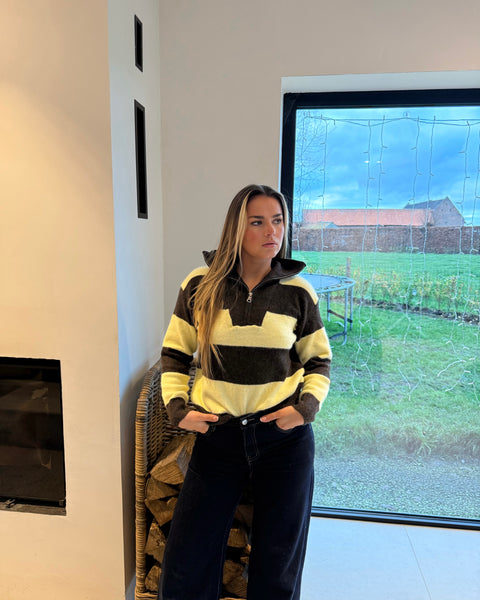 Pull jaune et marron - CASSTIYA