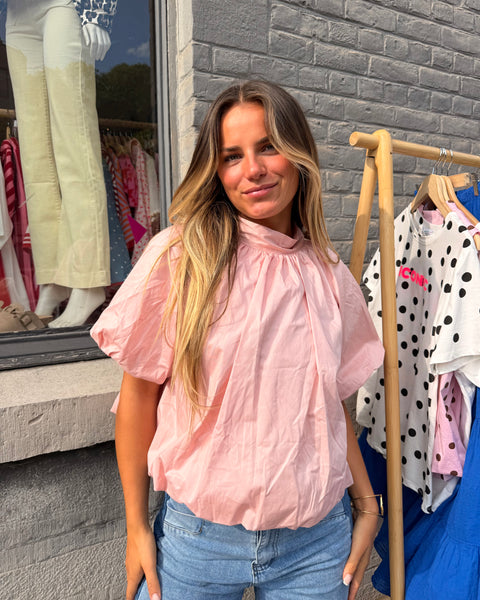 Blouse rose petites manches - ELINA