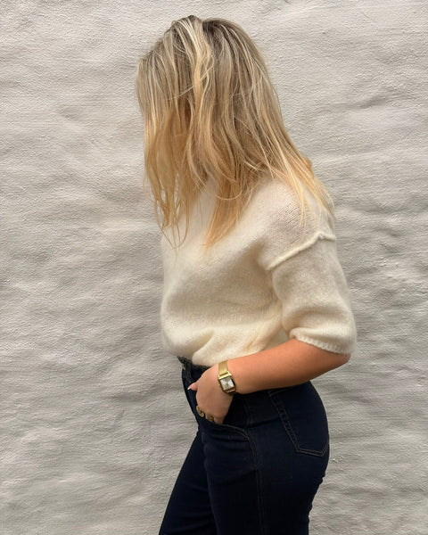 Short-sleeved sweater - BEIGE