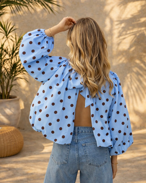Blouse manches longues à pois (toutes les couleurs) - ELINA
