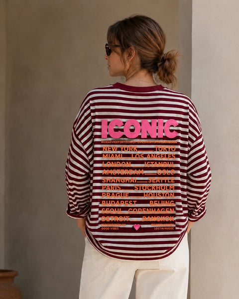 T-shirt manches longues bordeaux - ICONIC