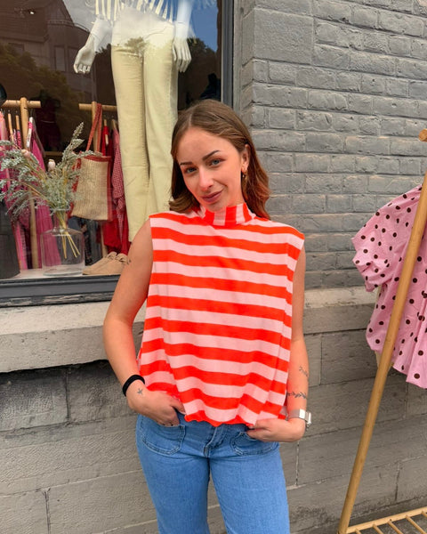 Blouse marinière orange - ELINA