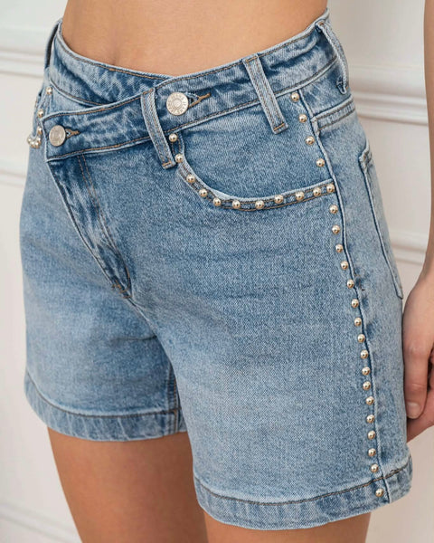 Denim shorts - STUDDED