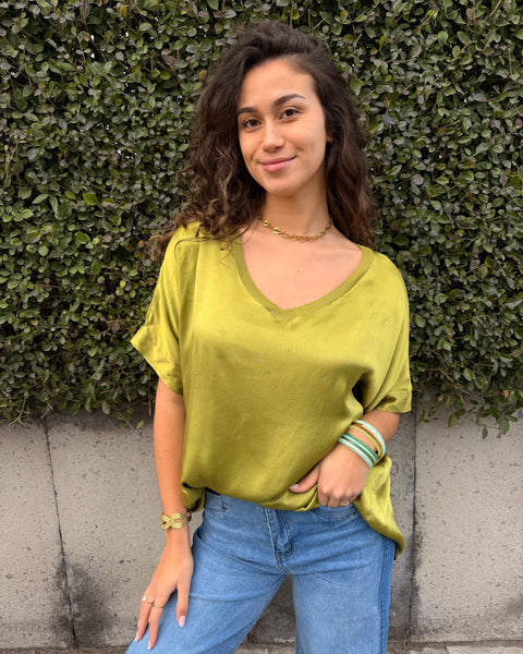 Satin T-shirt - Anise Green