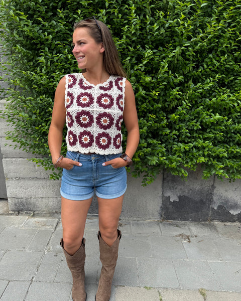 Top crochet bordeaux - ZAZA
