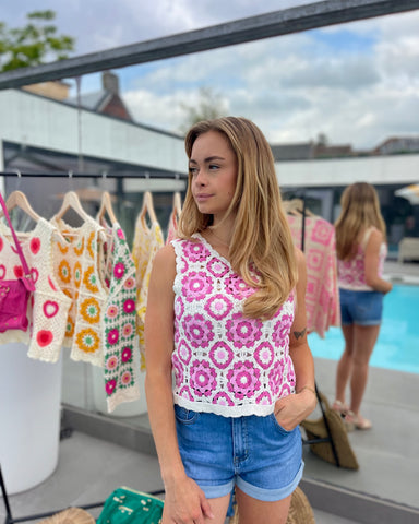 Haut crochet rose et magenta - ZAZA
