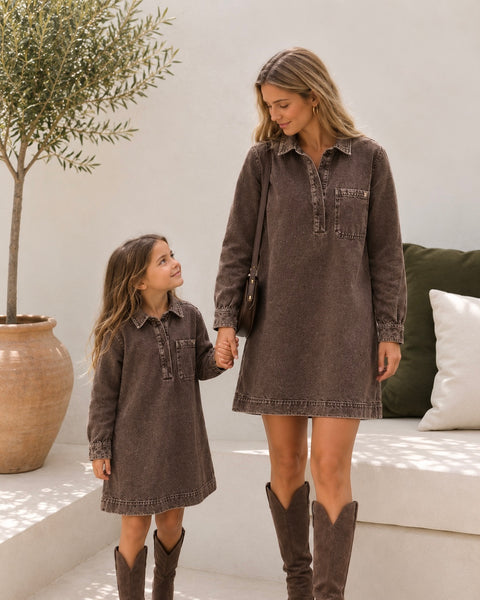 Robes en jeans adultes/enfants - CHOCOLAT