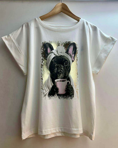 T-shirt blanc - bulldog