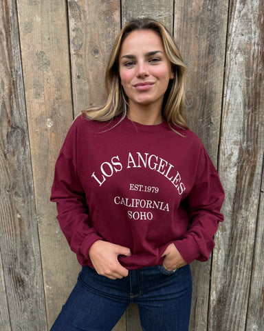 Sweat-shirt bordeaux - LOS ANGELES