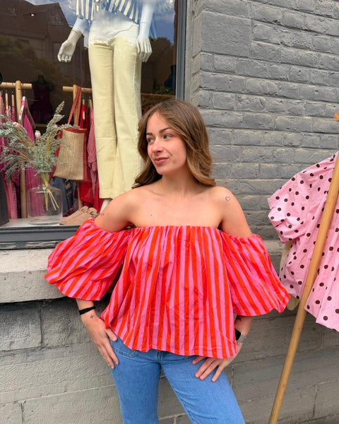 Haut bustier rose/orange - ANDIE