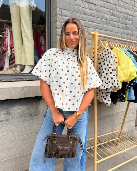 Blouse blanche à pois - ELINA
