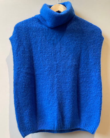 Pull sans manches col roulé bleu - RORY