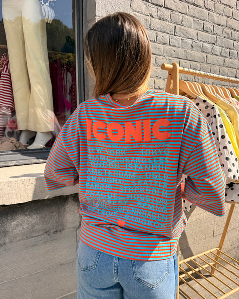 T-shirt lignée orange/bleu - ICONIC