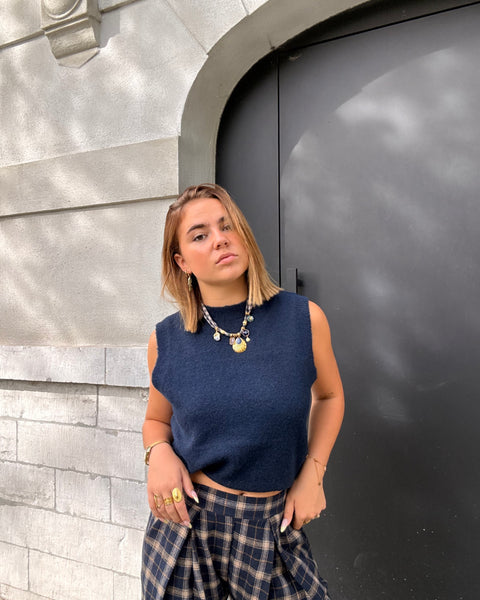 Pull s.manches bleu marine - DIDI