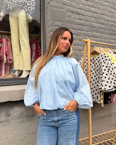 Blouse manches longues bleue - ELINA