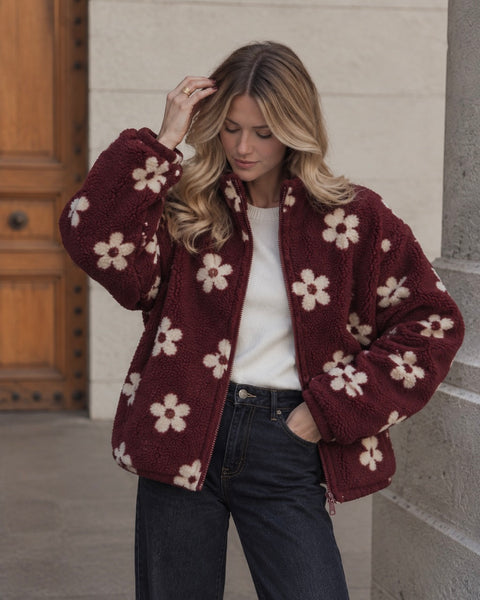 Polaire bordeaux enfants - FLEURS