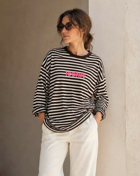 T-shirt manches longues chocolat - ICONIC