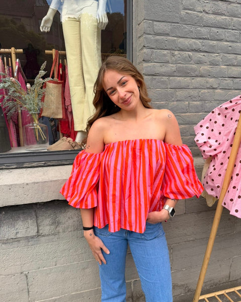 Haut bustier rose/orange - ANDIE