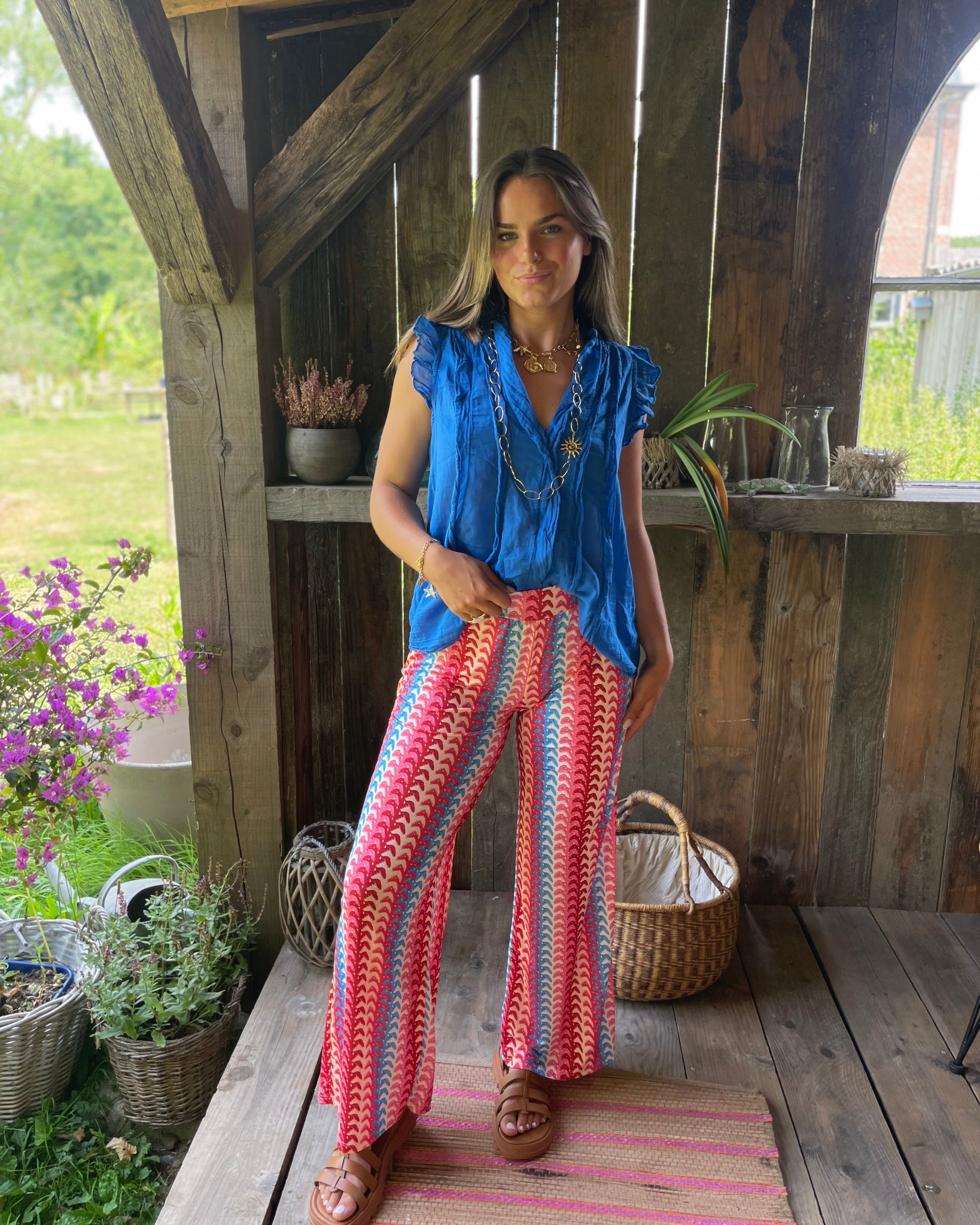 Pantalon bleu/rose - CHLORIA