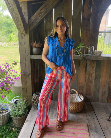 Pantalon bleu/rose - CHLORIA