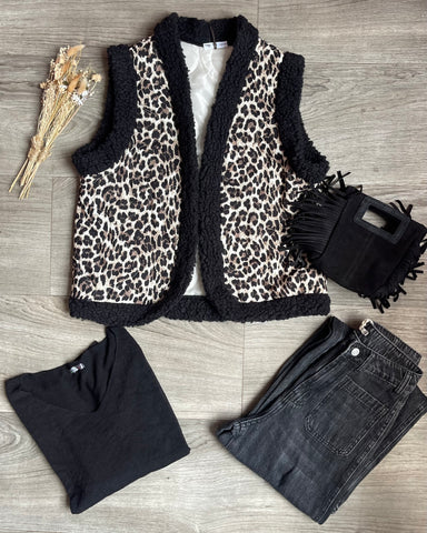 Gilet léopard noir - KAMIRA