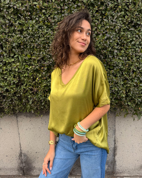 Satin T-shirt - Anise Green